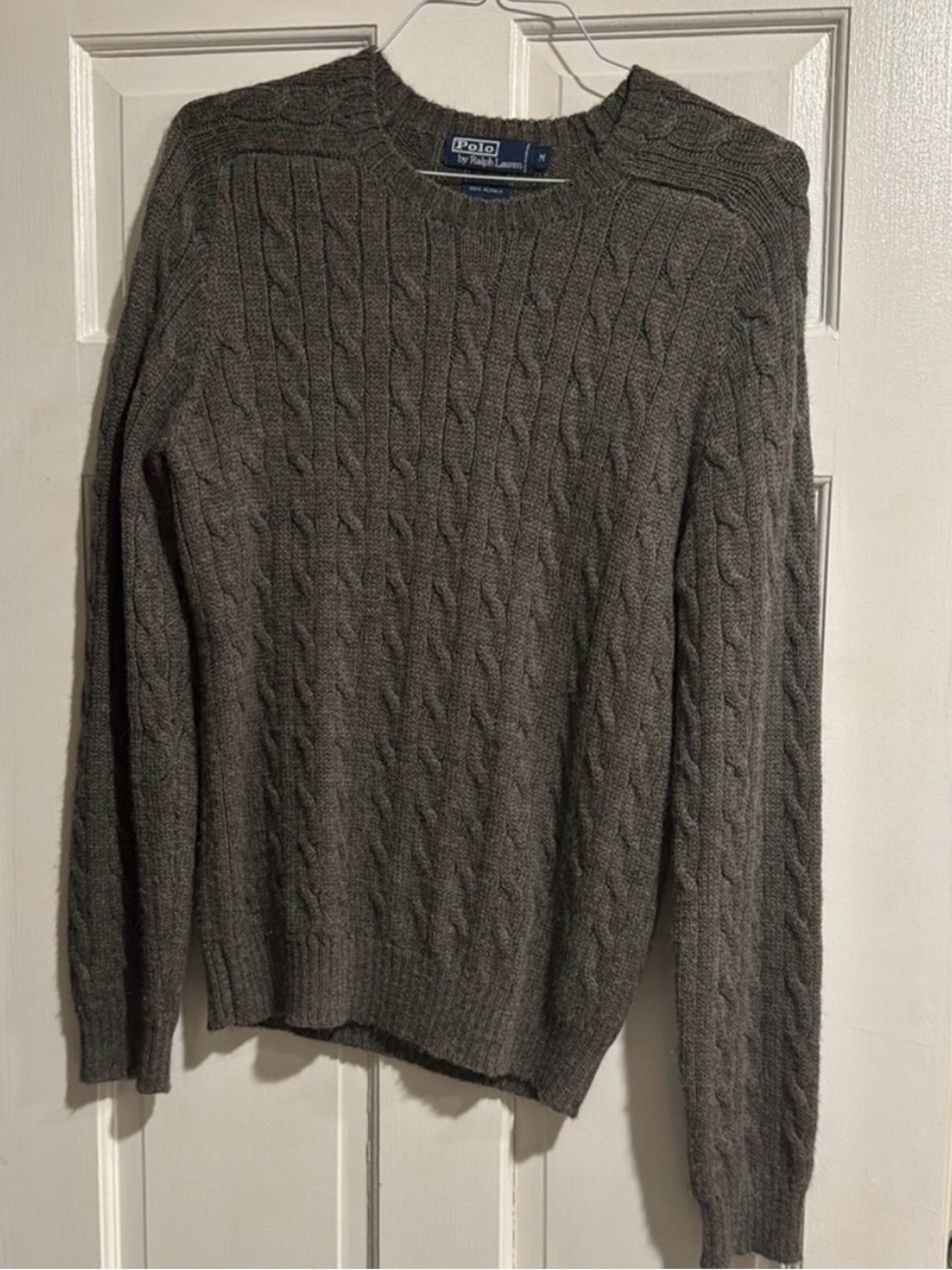 Polo by Ralph Lauren Cable-Knit Crewneck Sweater — Charcoal Gray
